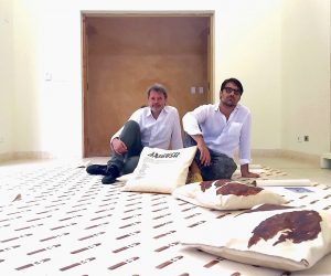 Lorenzo Benedetti (center) and Paolo Chiasera (right) in the installation of “Ambush” Chiasera’s project as part of the Davidoff Art Residency, Dominican Republic, Photograph by Katy Hamer, 2016