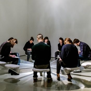 Jenny Brockmann: Seat #12 with the research group ‘Irreversible Moment’, Ernst Schering Foundation, 2016. Photo: Sebastian Mayer