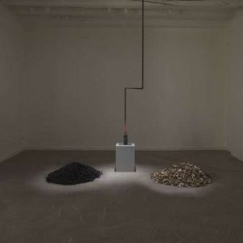 Installation for Winter, 2018, bronze, copper pipe, wood, coal, electric motor