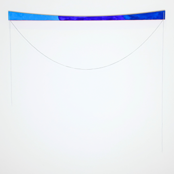 Alena Ahrens, A Ratio of Tides, 36 x 34 x 1/4 inches, acrylic, embroidery thread, wood arc