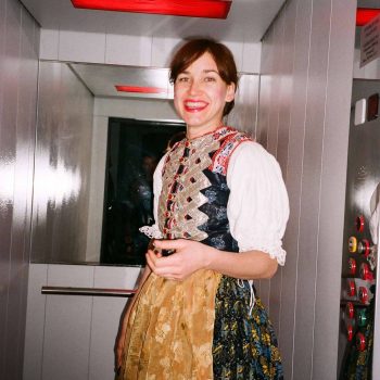 In traditional folk attire at a fetish party, 2019, credit: Éva Szombat