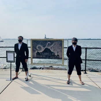 Abang-guard, "Bahay Kubo on the Water", 2021, Digital Still from Performance at Governors Island, Duration: 2 hours, Photograph by Erin Connolly and Courtesy of the artists