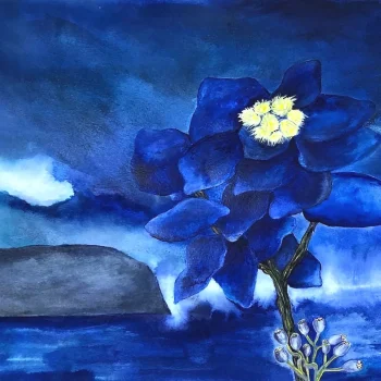 Blue, watercolor on paper, 11”x11 1/4"