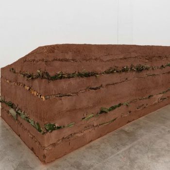 Couche Sourde II 2010 / 2014. soil, trunks and leaves 120 x 90 x 610 cm