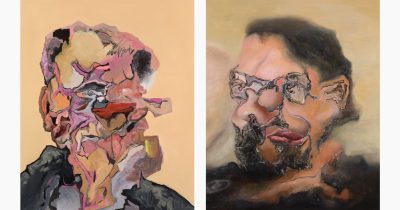 Tymek Borowski: Double portrait of Bogdan Dziobkowski, oil on canvas, diptych - 31,5 x 25,5 in. each, 2018