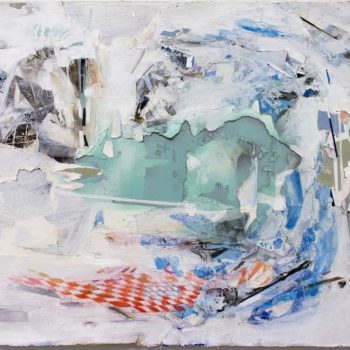 2016, Latex Paint, Spray Paint, Monotype, Collage, Décollage, Colored Pencil on Panel, 52cmx57cm