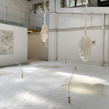 Victoire Inchauspé, "Separate ways together", 2022, salt, milk, wax, resin, flowers, ceramic