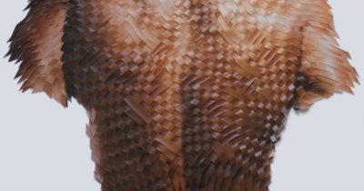 Skin, 2017, Digital print on handwoven leather,130x135 cm