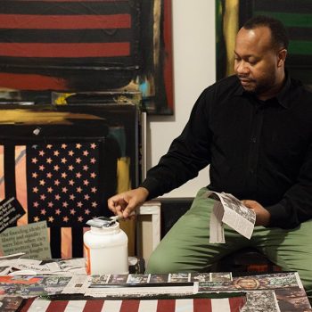 Ligel Lambert in his Bronx Art Studio, 2021. Courtesy of the artist. Photo taken by Ed Marshall