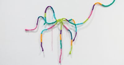 Miatta Kawinzi, Hard Times Require Furious Dancing (Alice Walker), 2026. Detail. Copper wire hand-wrapped in cotton yarn. Photo by Colin Conces, courtesy of Bemis Center.