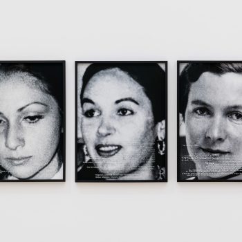 Rehan Miskci, Three Lines on the Shore, A Dot on the Map, 2025, archival pigment print, screen print on glass, 40.5 x 31 in each frame. Photography by: Firat Ruzgar. Courtesy of the artist. With support of Arter.