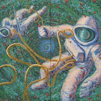 GREEN NEVER DIES: DON’T SMOKE THE GRASS,  oil on canvas,  225 x 200, 2025