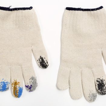 Darned Fingertips, Japanese gardening gloves and wool, Celia Pym, 2016