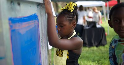 Smoketown youth screen print with Steam Exchange during Smoketown Arts Festival 2015