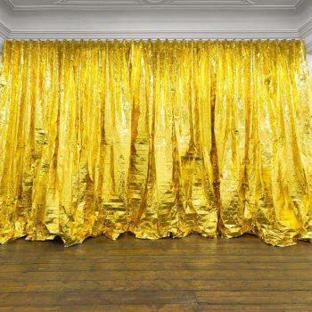 Nuno da Luz “untitled” (2015), survival blankets and aluminium rail, dimensions variable